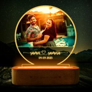 Half Moon Photo Engraved Lamp – Anniversary Gift